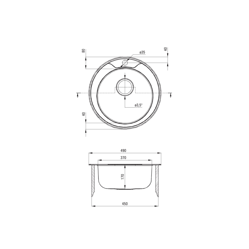 Deante ZHC_0813 - Gootsteen TWIST diameter 49 cm satijn