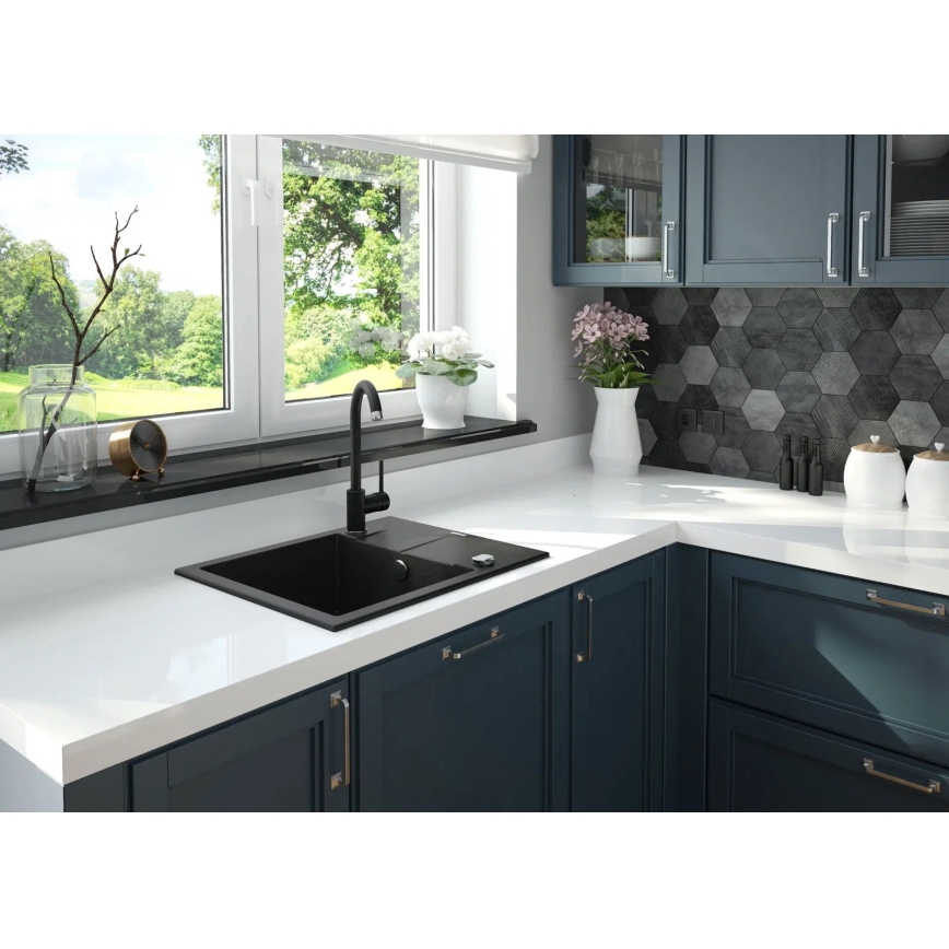 Deante ZQJ_G11A - Gootsteen EVORA 59x44 cm graniet/metallic grafiet