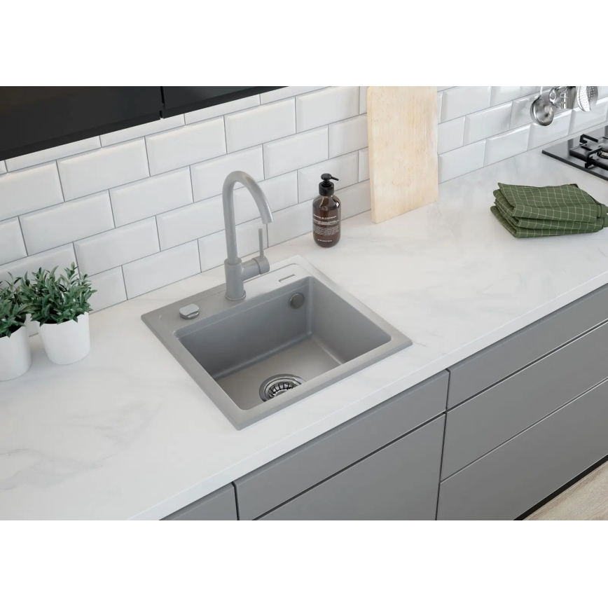 Deante ZQZ_S103 - Keukenspoelbak ZORBA 44x44 cm graniet/metallic grijs