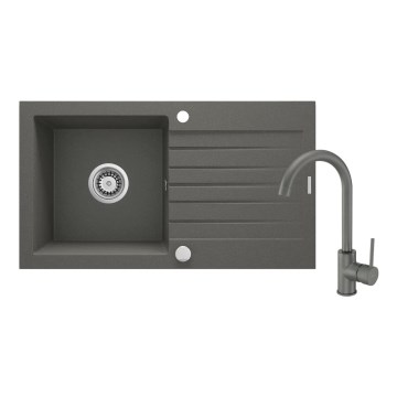 Deante ZQZVT113 - Keukenspoelbak ZORBA 76x44 cm + granieten/metallic antraciet keukenkraan