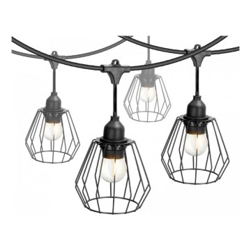 Decoratief lichtsnoer voor buiten CRETE 10xE27/230V 15m IP44