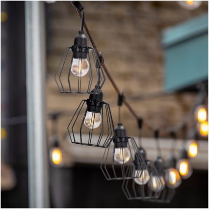 Decoratief lichtsnoer voor buiten CRETE 10xE27/230V 15m IP44