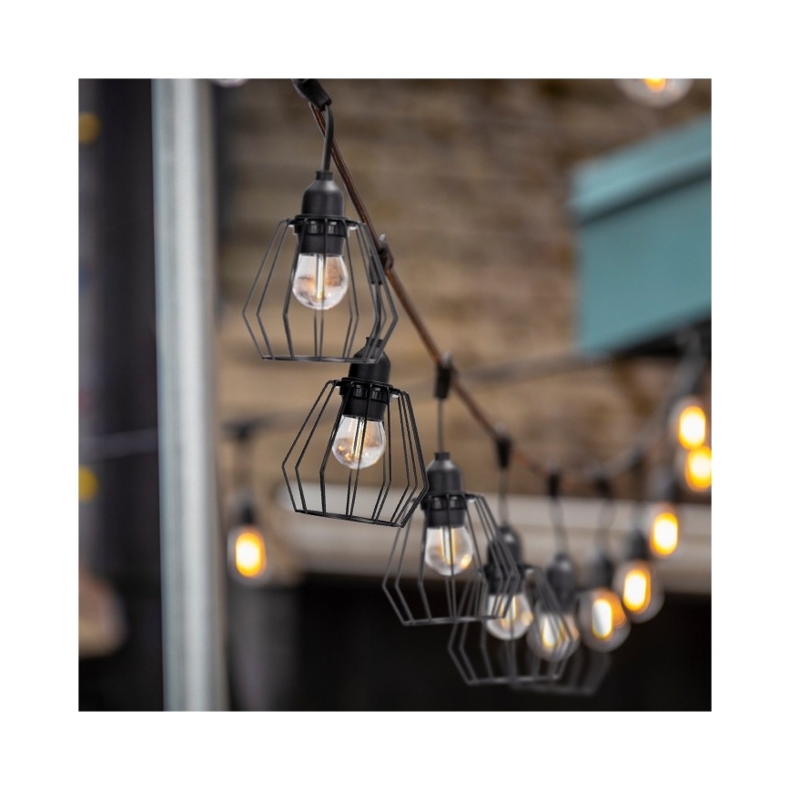 Decoratief lichtsnoer voor buiten CRETE 10xE27/230V 15m IP44
