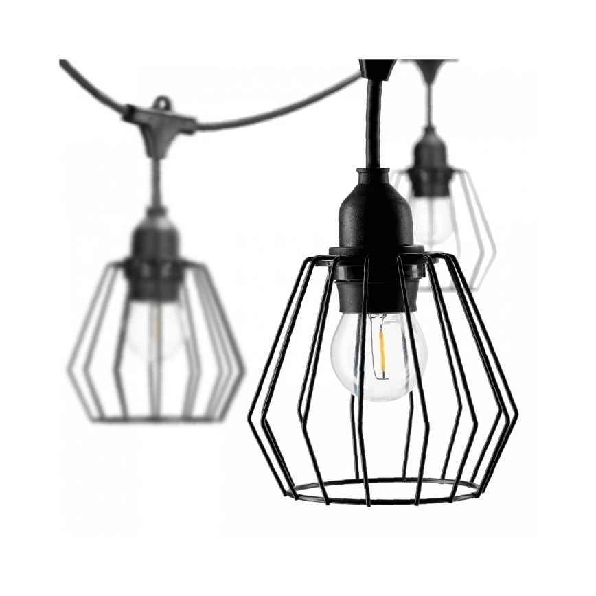Decoratief lichtsnoer voor buiten CRETE 10xE27/230V 15m IP44