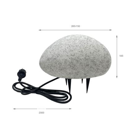 Decoratieve buitenlamp LUMISTONE 1xE27/15W/230V IP65 Ø 26,5 cm