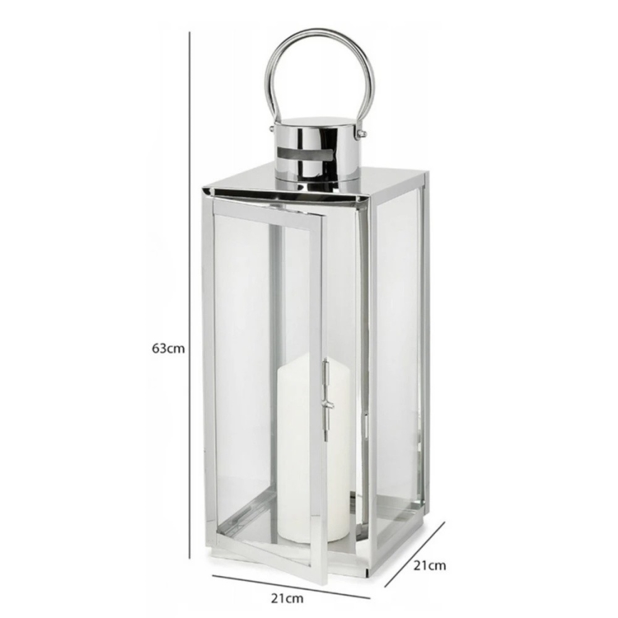 Decoratieve lantaarn 63 cm glanzend chroom
