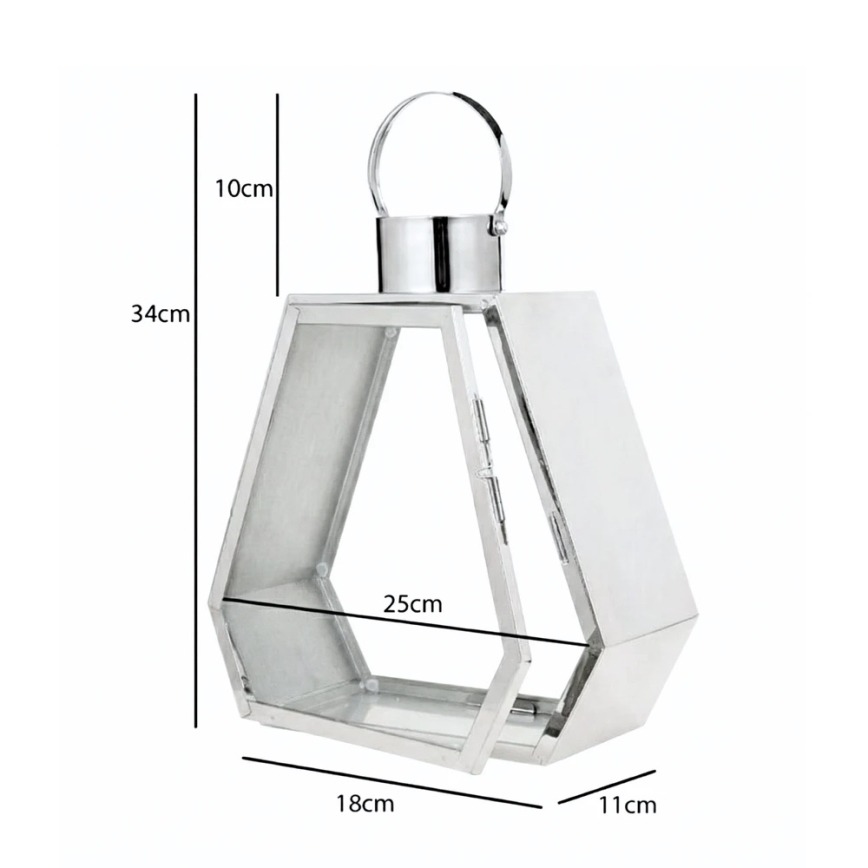 Decoratieve lantaarn PALACE 34 cm glanzend chroom