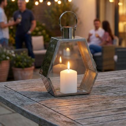 Decoratieve lantaarn PALACE 43 cm glanzend chroom