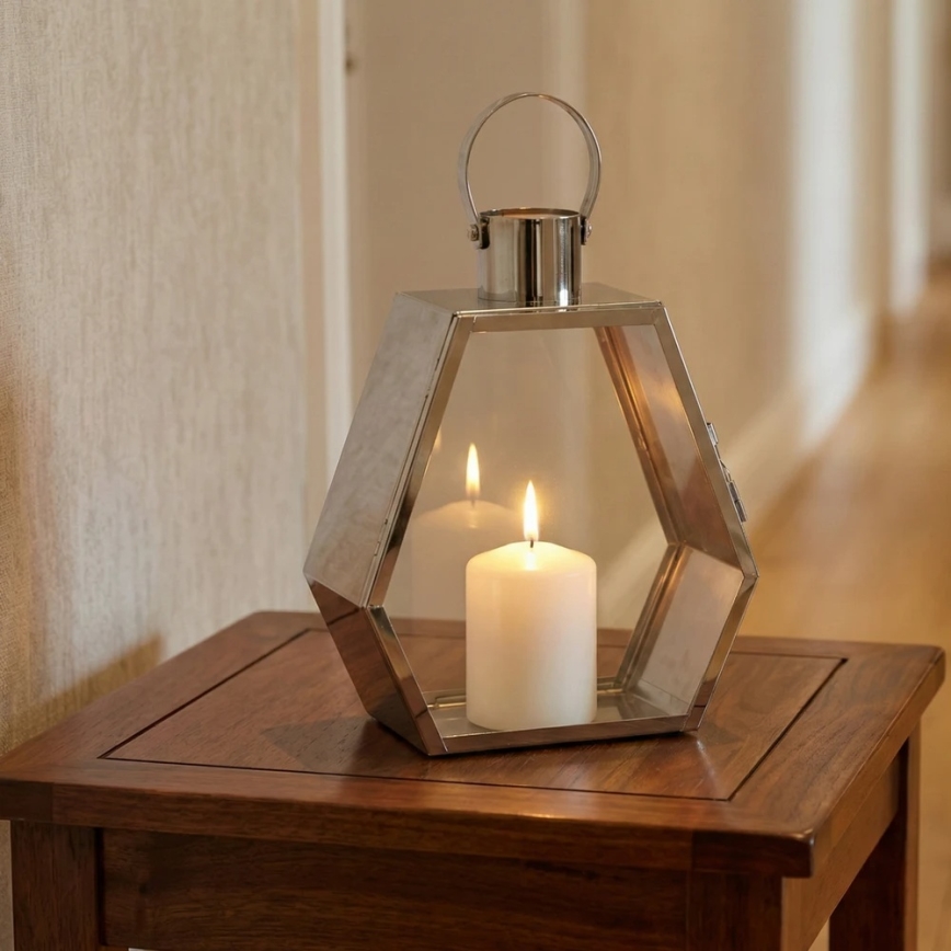 Decoratieve lantaarn PALACE 43 cm glanzend chroom