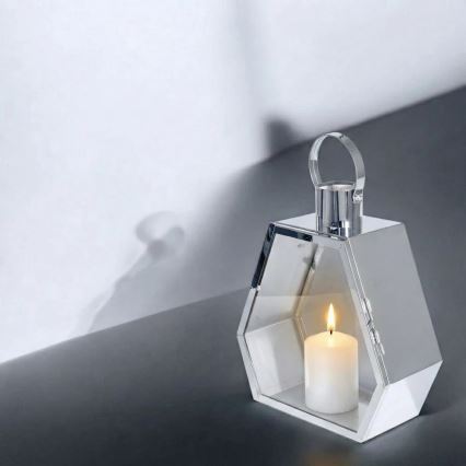 Decoratieve lantaarn PALACE 43 cm glanzend chroom