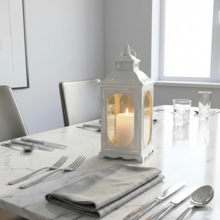 Decoratieve lantaarn ROSEHILL 27,5 cm, wit