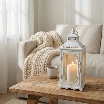 Decoratieve lantaarn ROSEHILL 40 cm wit