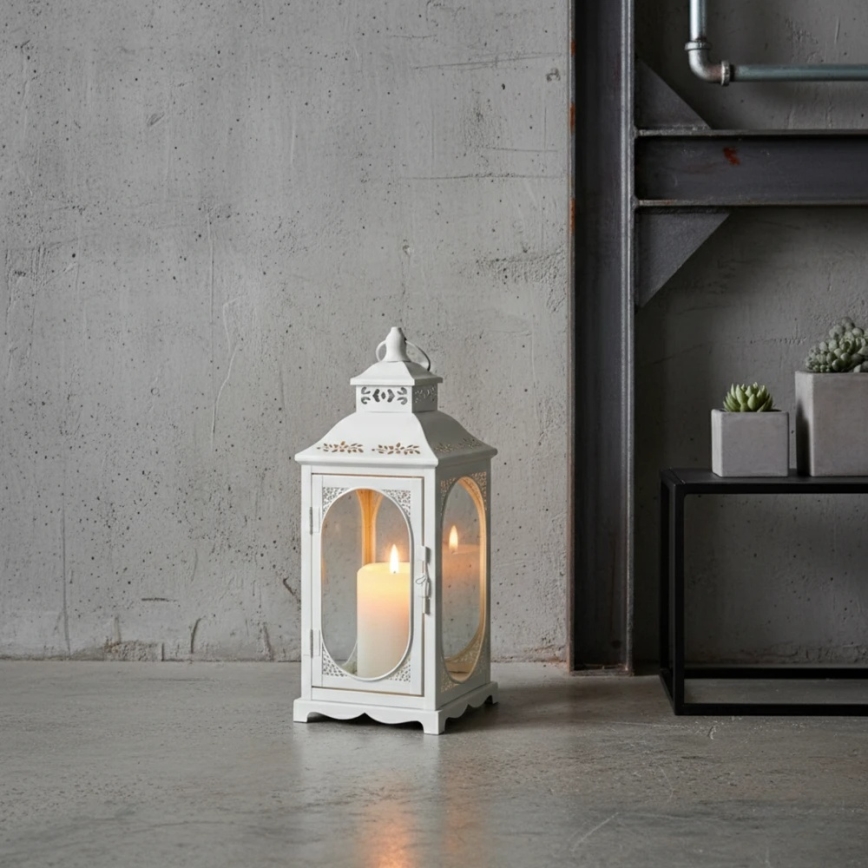 Decoratieve lantaarn ROSEHILL 40 cm wit