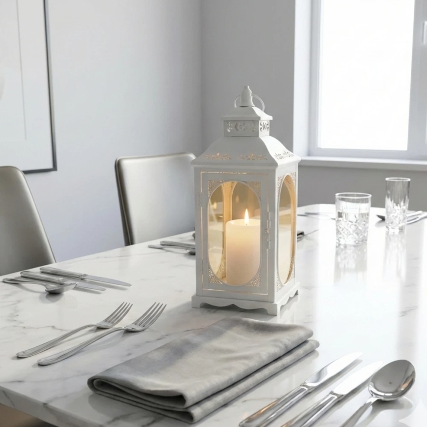 Decoratieve lantaarn ROSEHILL 40 cm wit