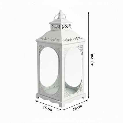 Decoratieve lantaarn ROSEHILL 40 cm wit