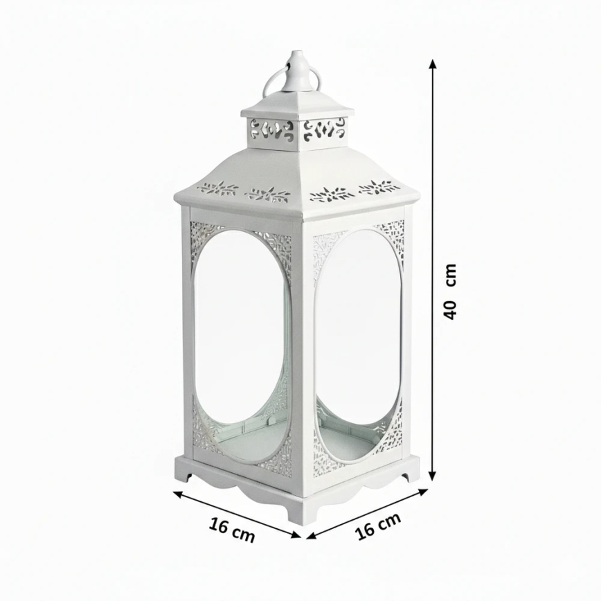 Decoratieve lantaarn ROSEHILL 40 cm wit