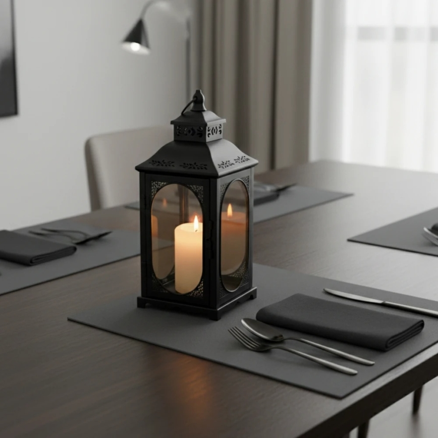 Decoratieve lantaarn ROSEHILL, 40 cm, zwart