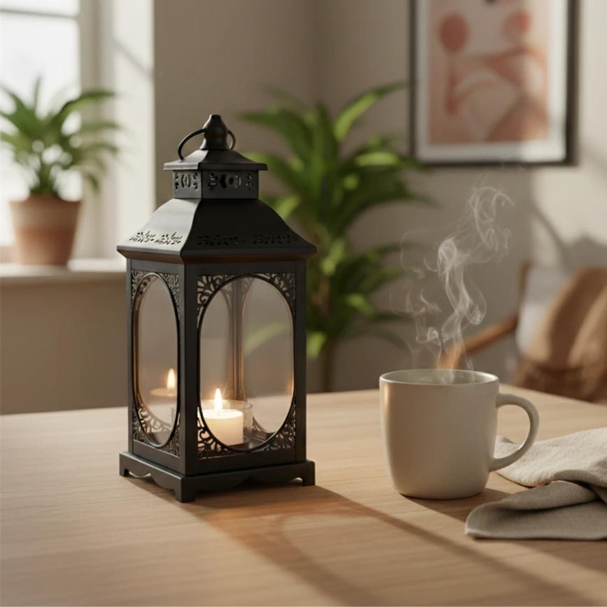 Decoratieve lantaarn ROSEHILL, 40 cm, zwart