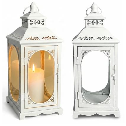 Decoratieve lantaarn ROSEHILL 54,5 cm wit