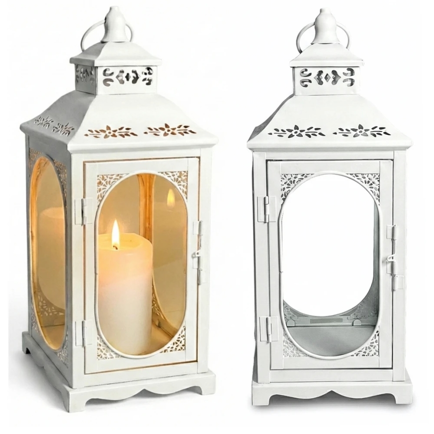 Decoratieve lantaarn ROSEHILL 54,5 cm wit