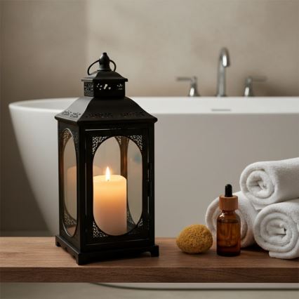 Decoratieve lantaarn ROSEHILL 54,5 cm zwart