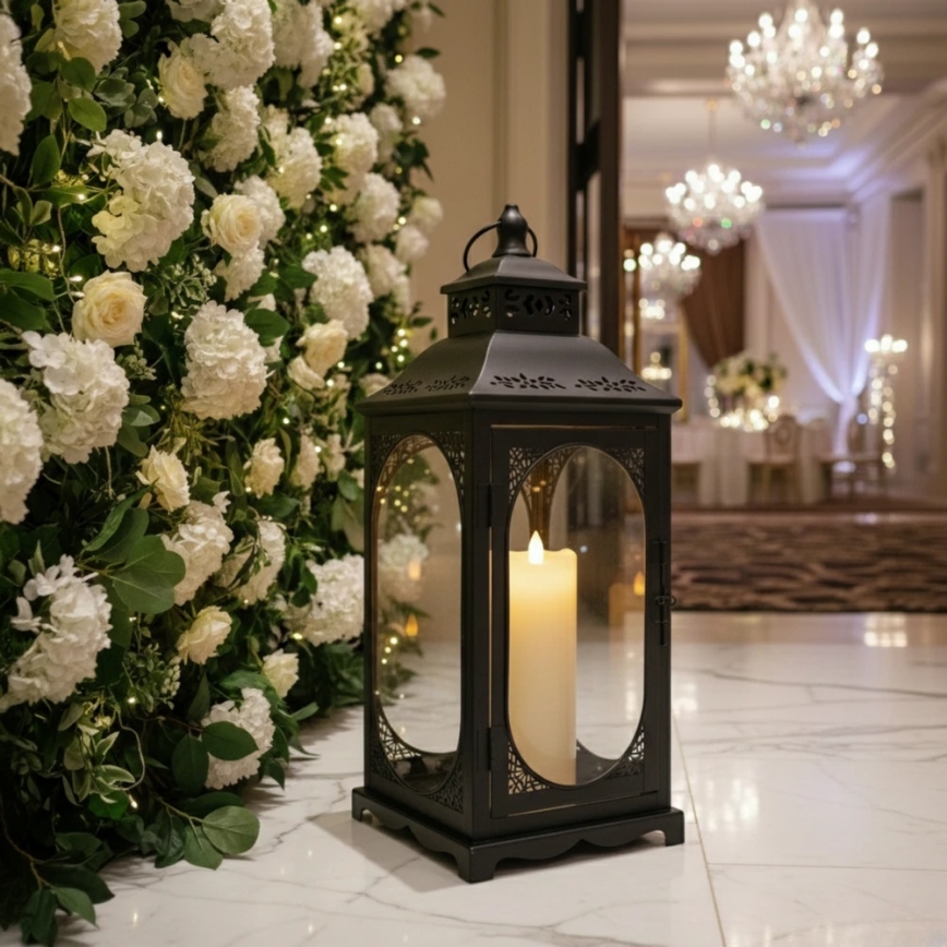 Decoratieve lantaarn ROSEHILL 54,5 cm zwart
