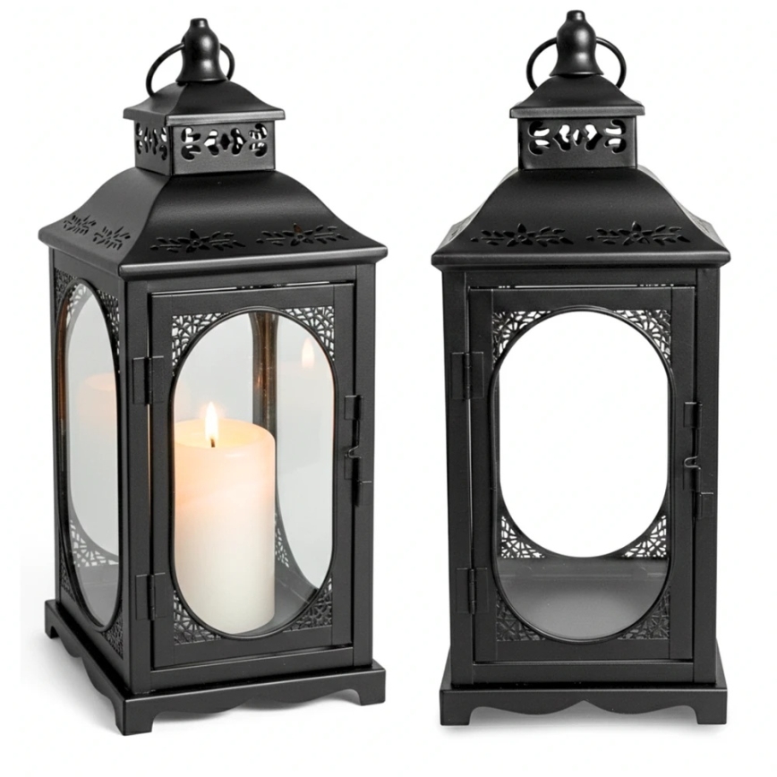Decoratieve lantaarn ROSEHILL 54,5 cm zwart