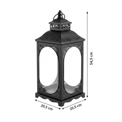 Decoratieve lantaarn ROSEHILL 54,5 cm zwart