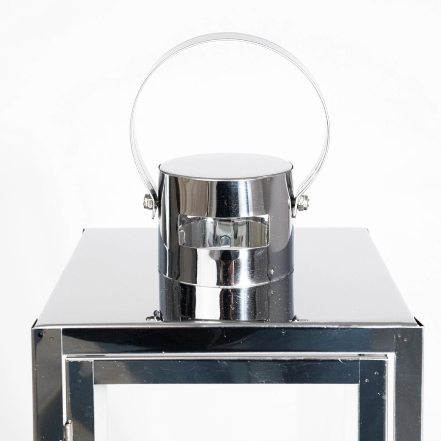 Decoratieve lantaarn TOWER 29 cm glanzend chroom