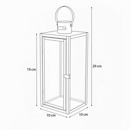 Decoratieve lantaarn TOWER 29 cm glanzend chroom