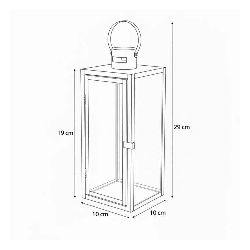 Decoratieve lantaarn TOWER 29 cm glanzend chroom