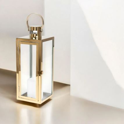 Decoratieve lantaarn TOWER 38 cm goud