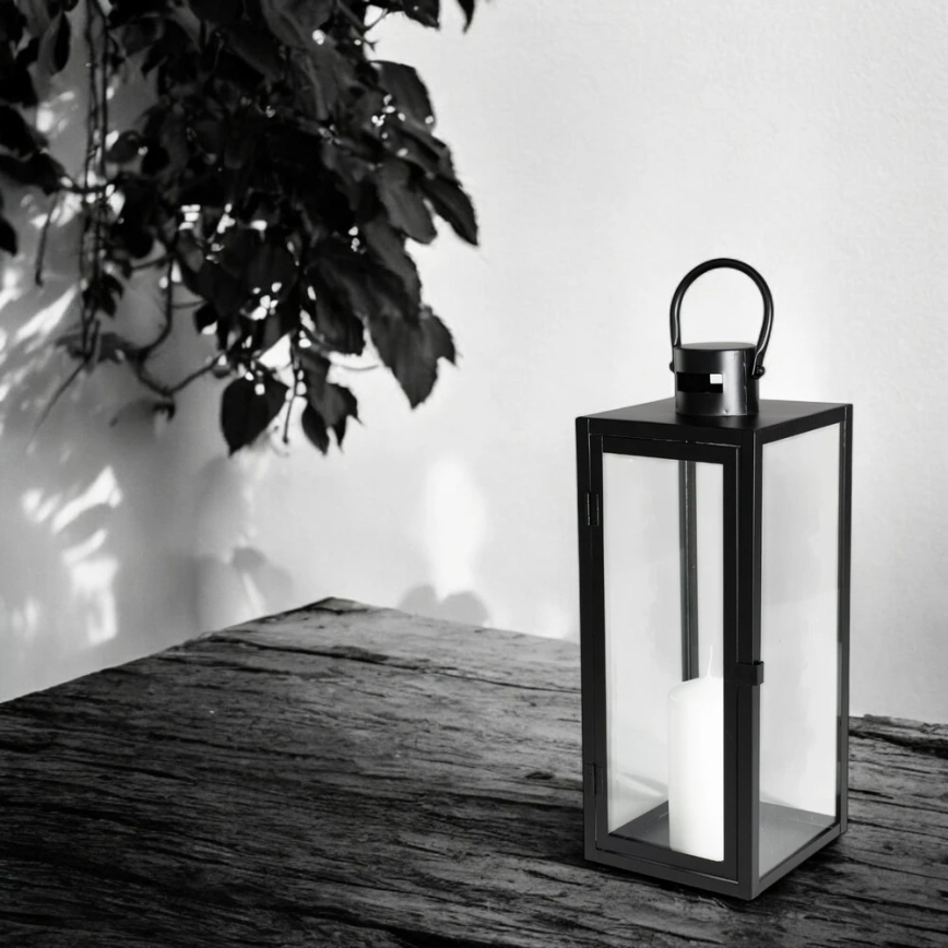 Decoratieve lantaarn TOWER 38 cm zwart