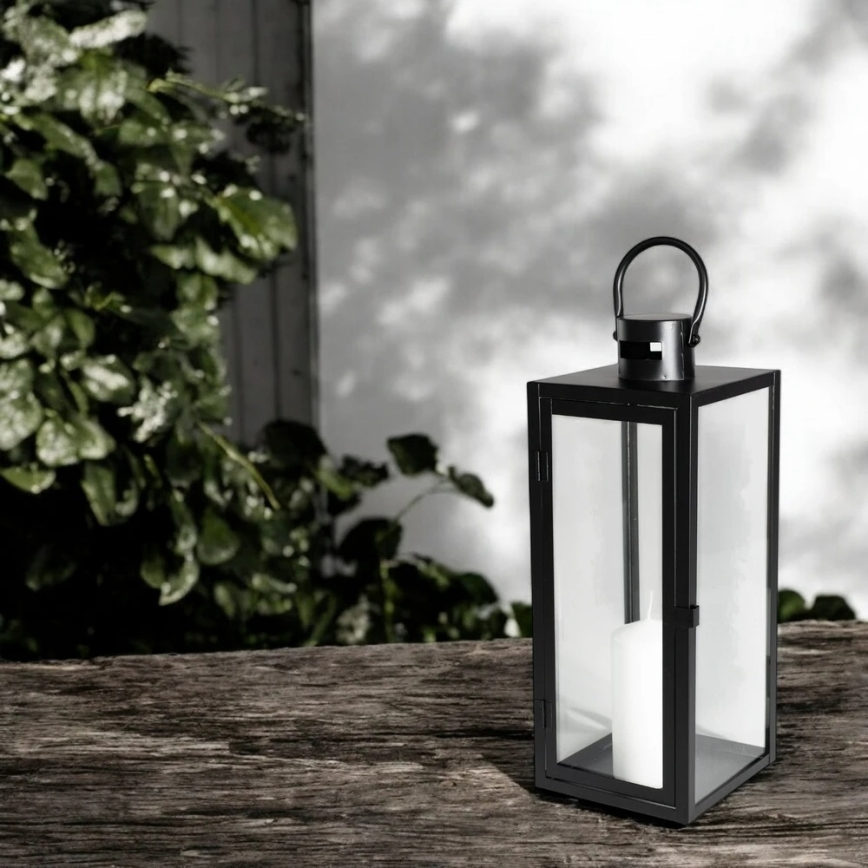 Decoratieve lantaarn TOWER 38 cm zwart