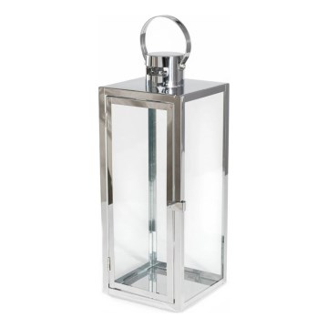Decoratieve lantaarn TOWER 63 cm glanzend chroom
