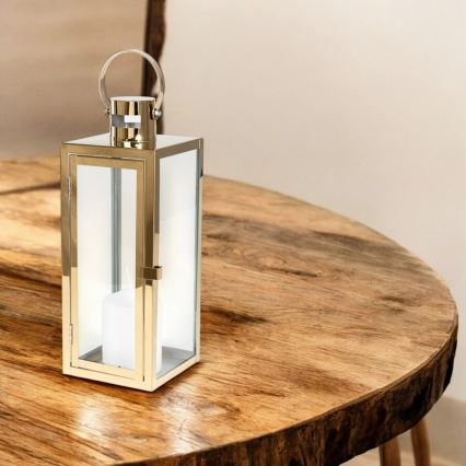 Decoratieve lantaarn TOWER 63 cm goudkleurig