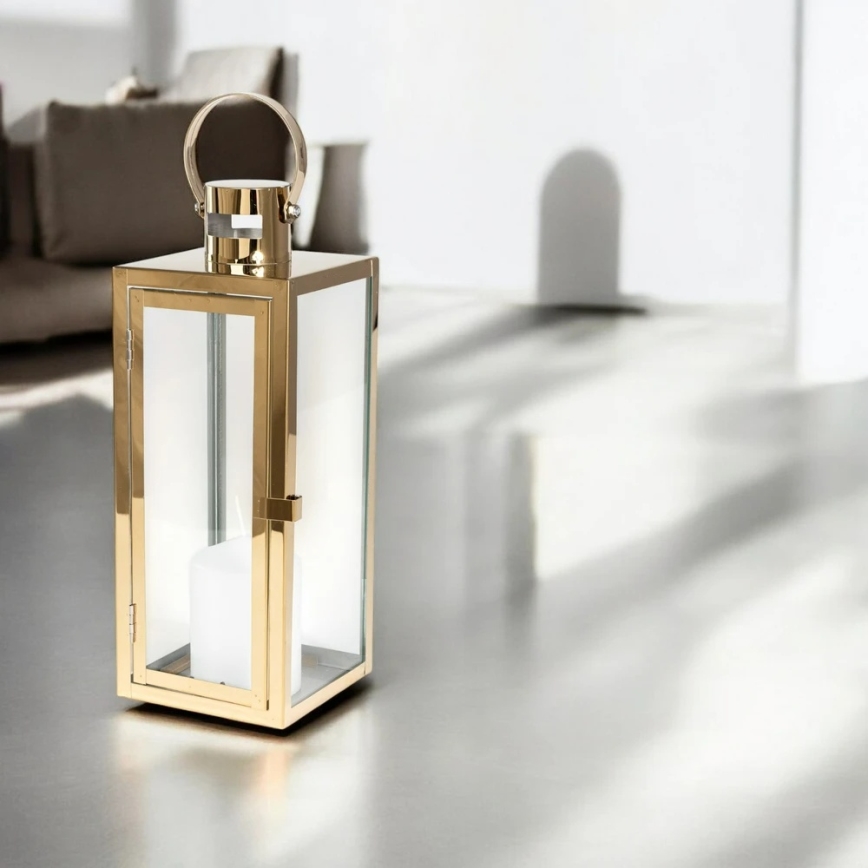Decoratieve lantaarn TOWER 63 cm goudkleurig