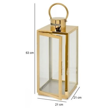 Decoratieve lantaarn TOWER 63 cm goudkleurig