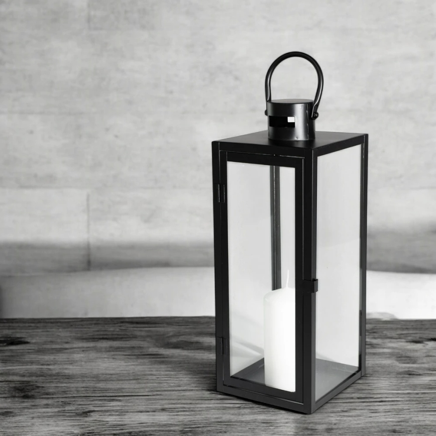 Decoratieve lantaarn TOWER 63 cm zwart