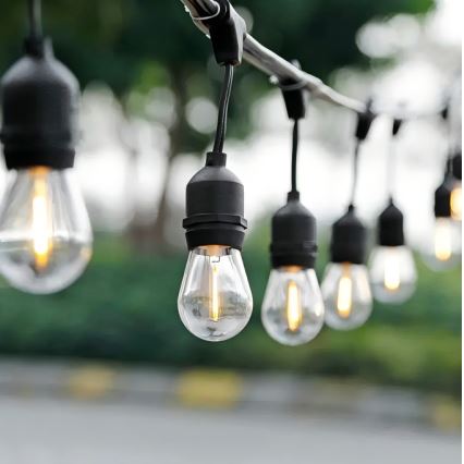 Decoratieve LED Lichtsnoer voor buiten 10xE27/1W/230V 10 m IP65 zwart