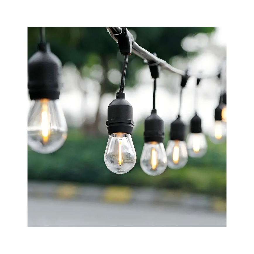 Decoratieve LED Lichtsnoer voor buiten 10xE27/1W/230V 10 m IP65 zwart