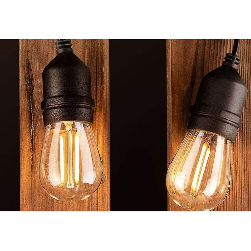 Decoratieve LED Lichtsnoer voor buiten 10xE27/1W/230V 10 m IP65 zwart
