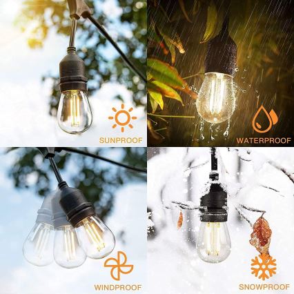 Decoratieve LED Lichtsnoer voor buiten 10xE27/1W/230V 10 m IP65 zwart