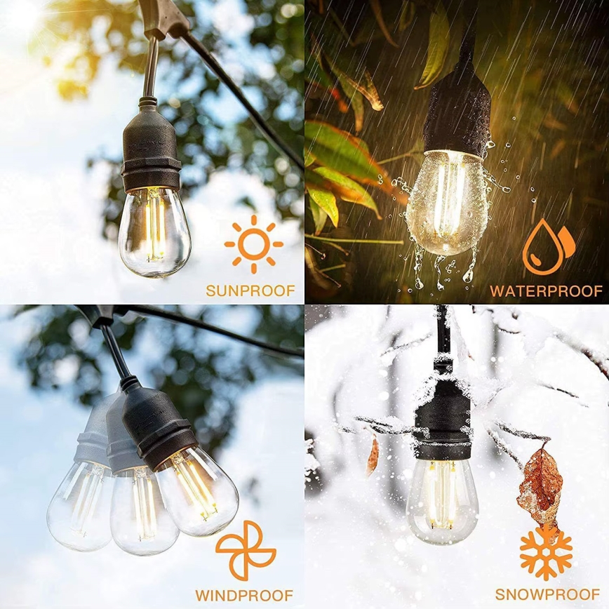 Decoratieve LED Lichtsnoer voor buiten 10xE27/1W/230V 10 m IP65 zwart