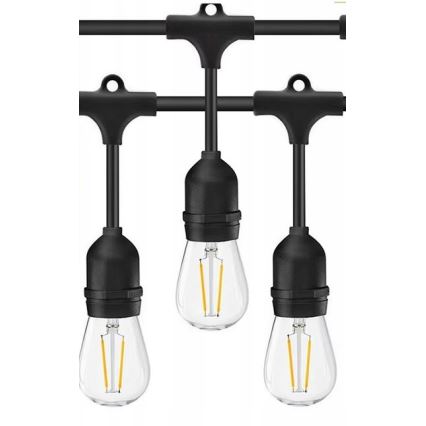 Decoratieve LED Lichtsnoer voor buiten 10xE27/1W/230V 10 m IP65 zwart