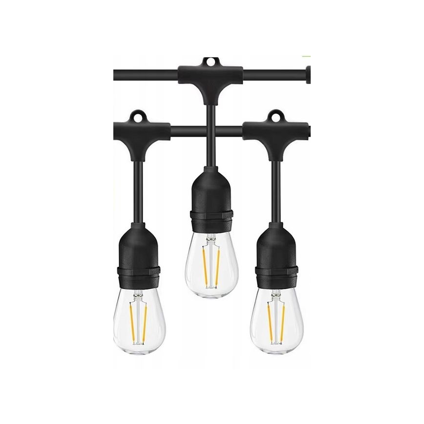 Decoratieve LED Lichtsnoer voor buiten 10xE27/1W/230V 10 m IP65 zwart