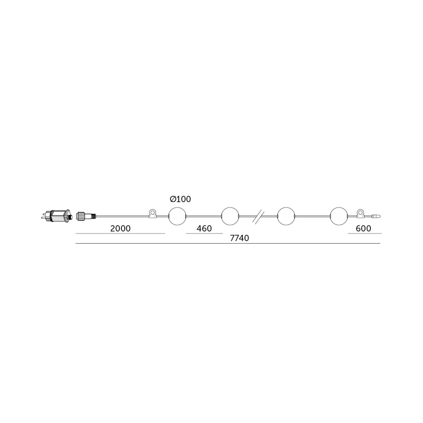 Decoratieve LED Lichtsnoer voor buiten 10xLED/0,8W/230V IP67 2500K 7,7 m