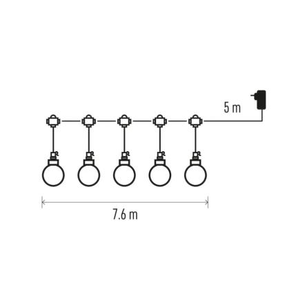 Decoratieve LED Lichtsnoer voor buiten 20xLED/12,6m IP44 warm wit