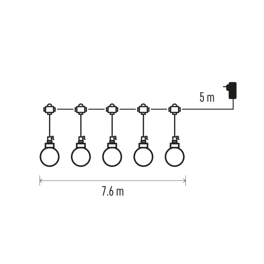 Decoratieve LED Lichtsnoer voor buiten 20xLED/12,6m IP44 warm wit