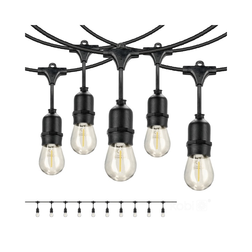 Decoratieve LED Lichtsnoer voor buiten BAJA ST64 10xE27/1W/230V 10,9m IP44 warm wit